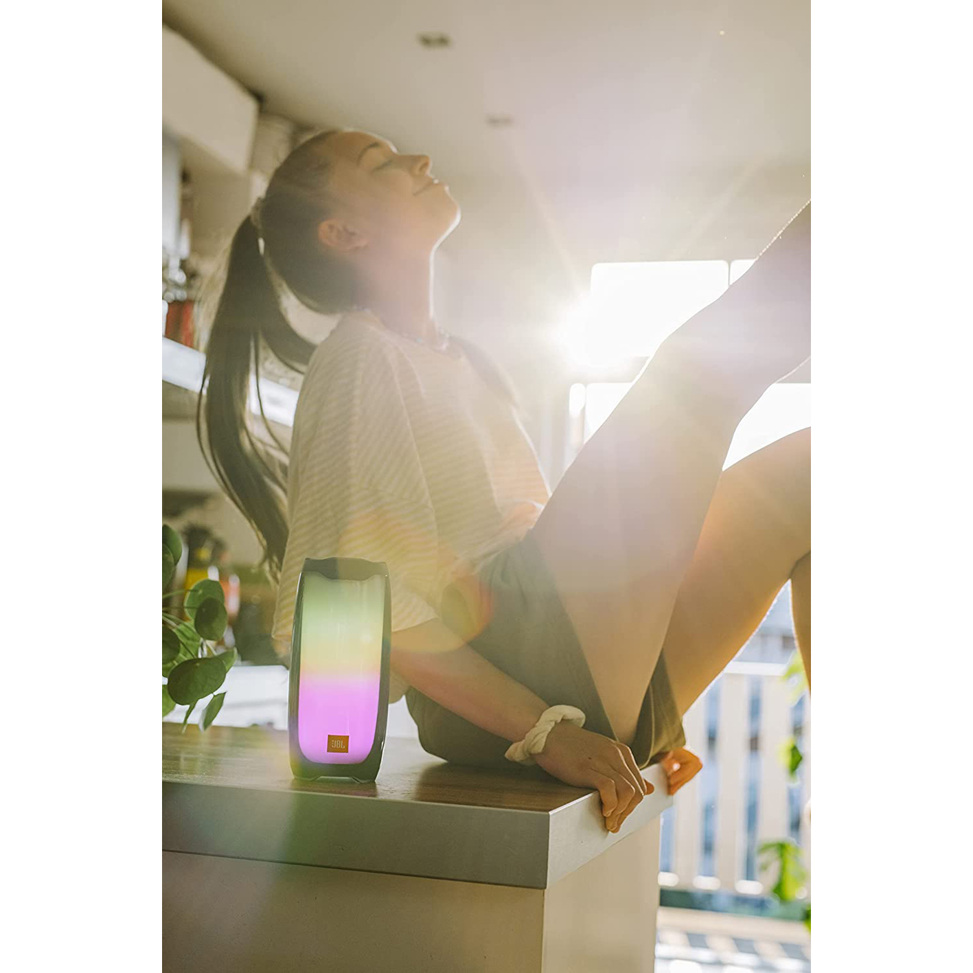 JBL Pulse 4 - Waterproof Portable Bluetooth Speaker with Light Show - Black