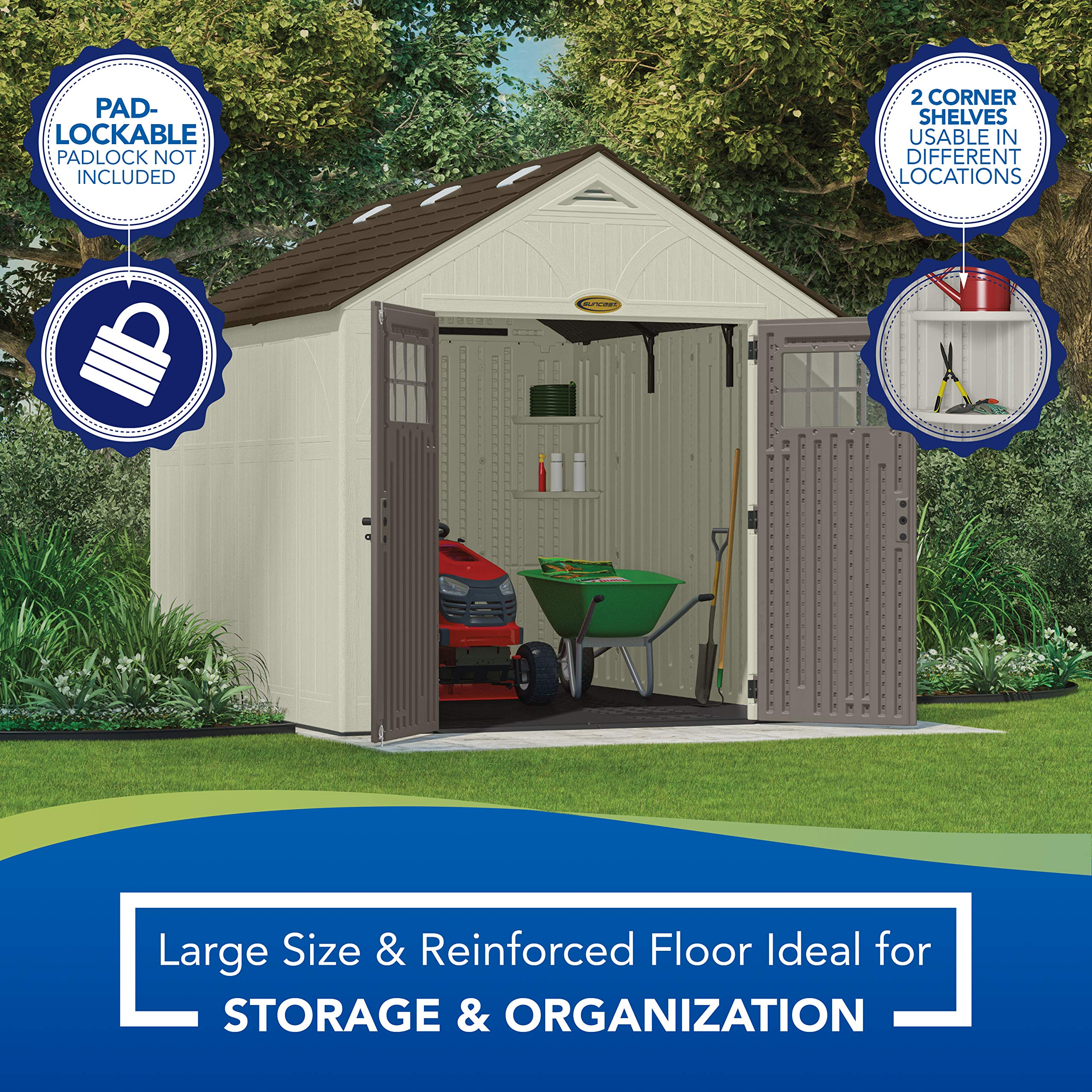 【Storage Shed】【BS】8' x 10' Heavy-Duty Resin Tremont Storage Shed, Vanilla
