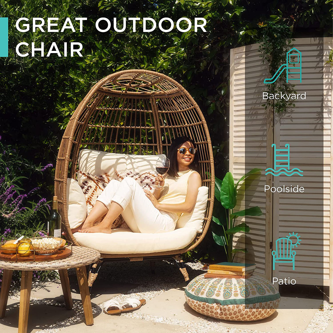 Wicker Egg Chair Oversized Indoor Outdoor Patio Lounger