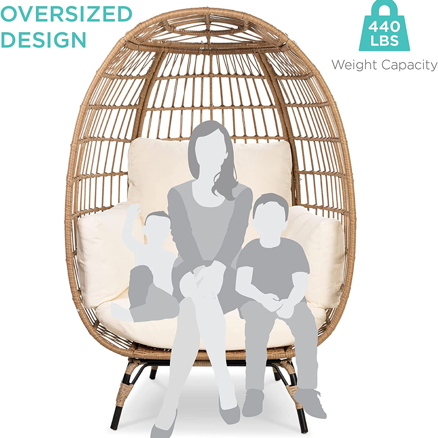 Wicker Egg Chair Oversized Indoor Outdoor Patio Lounger