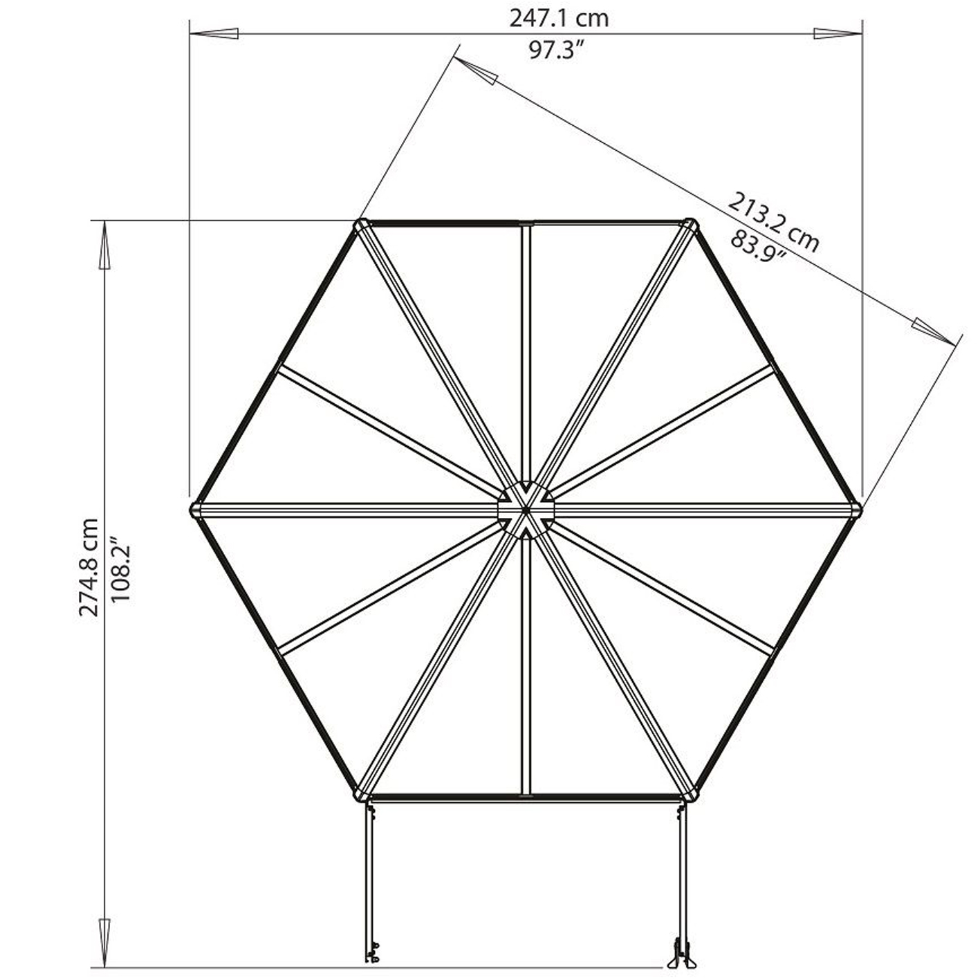 OASIS HEXAGONAL GREENHOUSE 2.5m