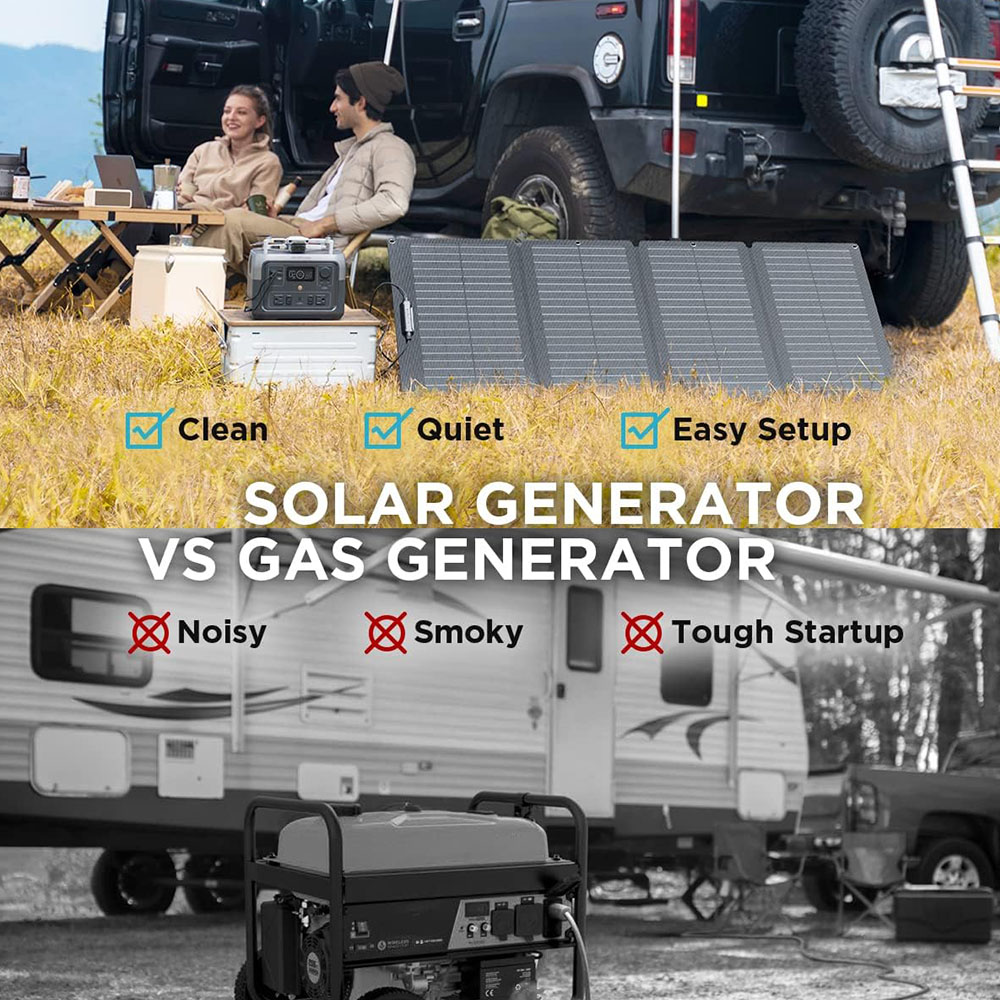 EF ECOFLOW RIVER 2 Max Solar Generator 512Wh Long Life LiFePO4 Portable Power Station and 160W Solar Panel