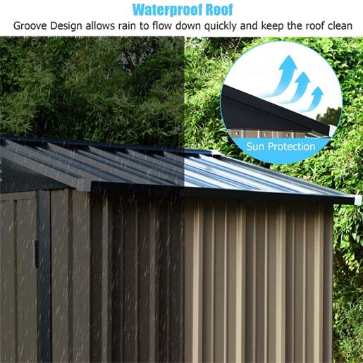 Catrimown 8′ x 6′ Outdoor Storage Sheds, Metal Utility Storage House for Backyard Patio Furniture Garden Lawn Tool, with Lockable Door