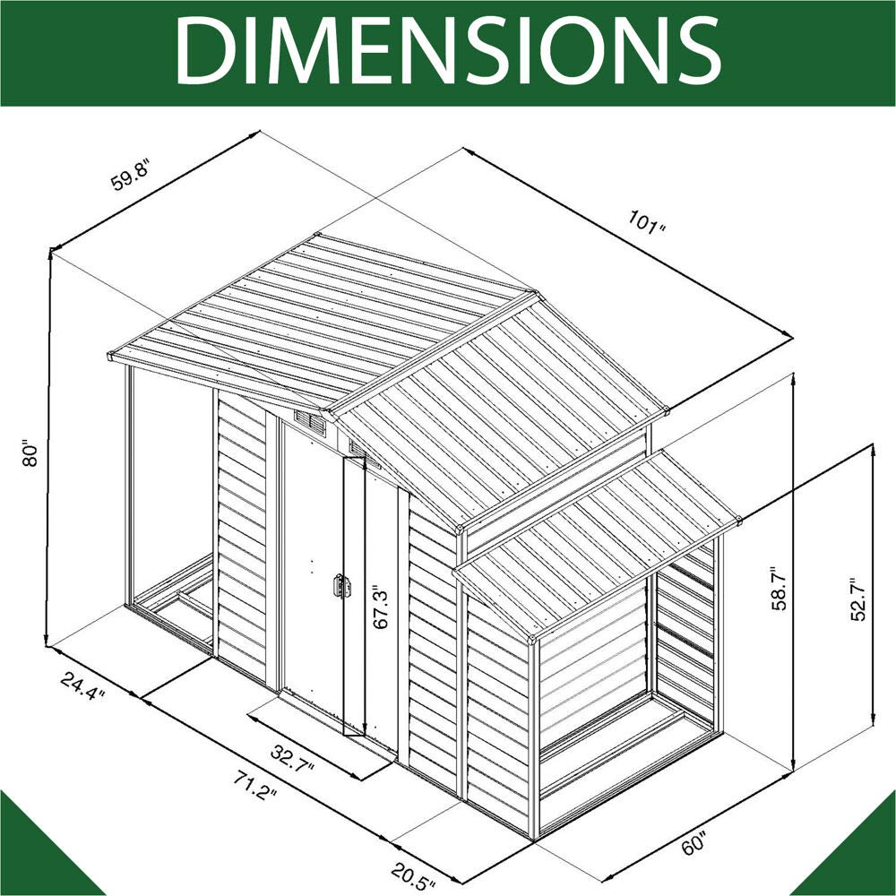 【Storage Shed】3-in-1 Multi-Use Storage Shed | Separate Firewood Storage | Open Extension | Galvanized Steel