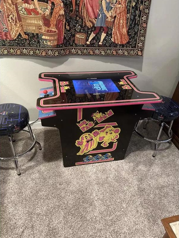 Arcade1Up PAC-MAN Head-to-Head Arcade Table with 12 Games