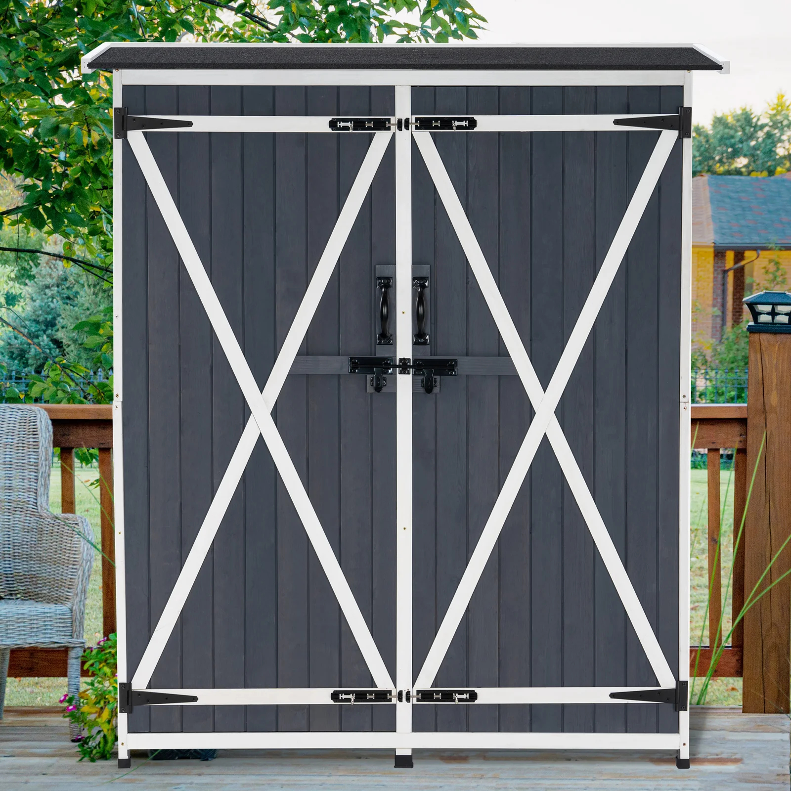【Storage Shed】4.5x1.5 ft Solid Wood Lean-To Tool Shed