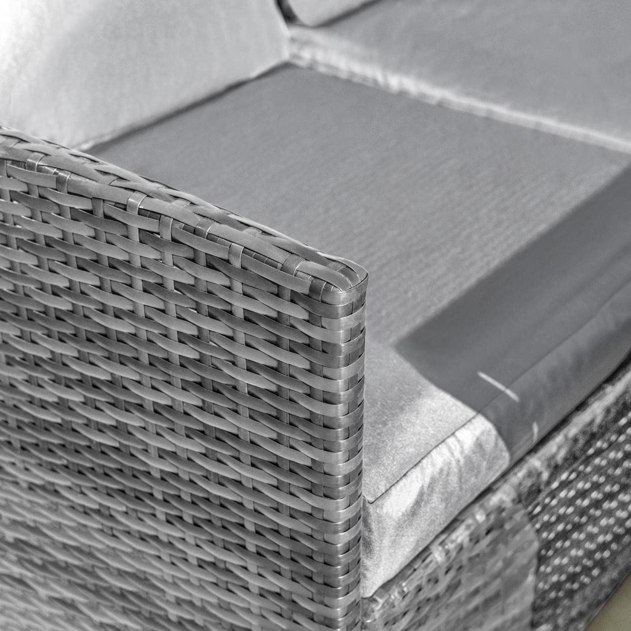 Harrier Rattan Corner Dining Table - 9 Seater Outdoor Corner Sofa - Premium Rattan Garden Furniture Set | Outdoor Sofa + Table (With Cover, Grey)