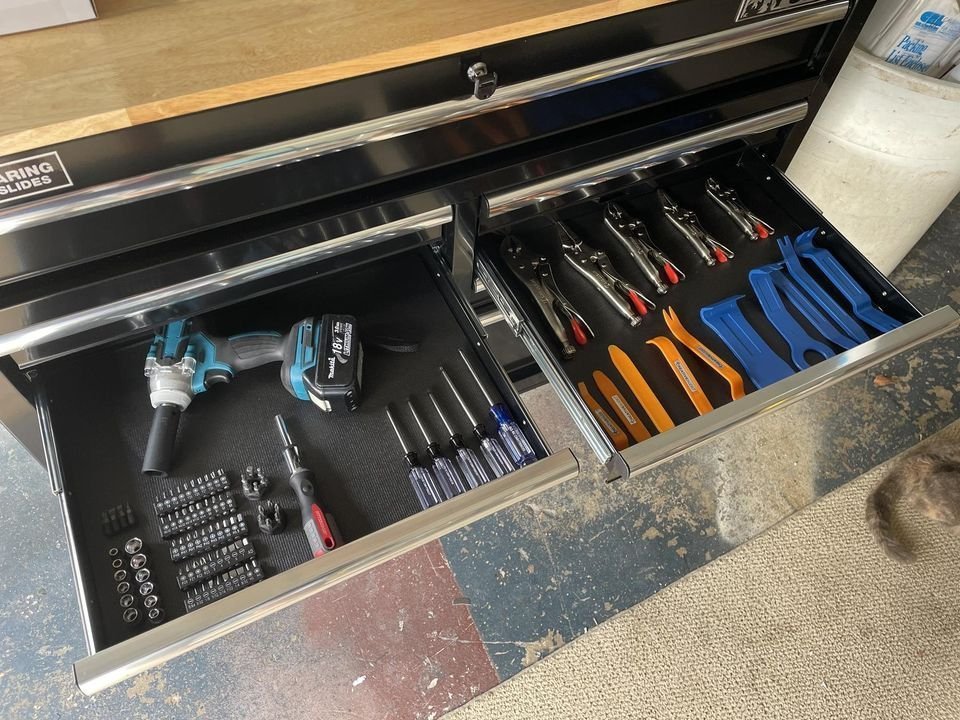 46 in. 9 Drawer Mobile Storage Cabinet with Solid Wood Top